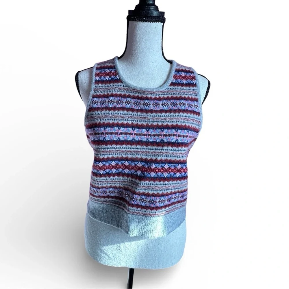 J.Crew Fair Isle Sweater Shell In Boiled Wool Heather Medium Grey Multi S
